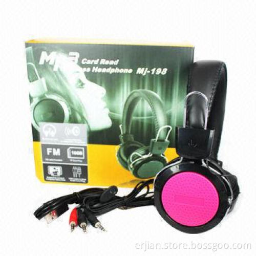 OEM Customized Headphones, Built-in MP3 Player, FM Radio, Battery